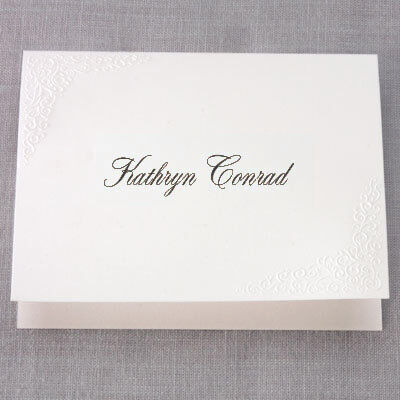 Vignette with Cascading Floral Embossed Folded Note Cards - Raised Ink